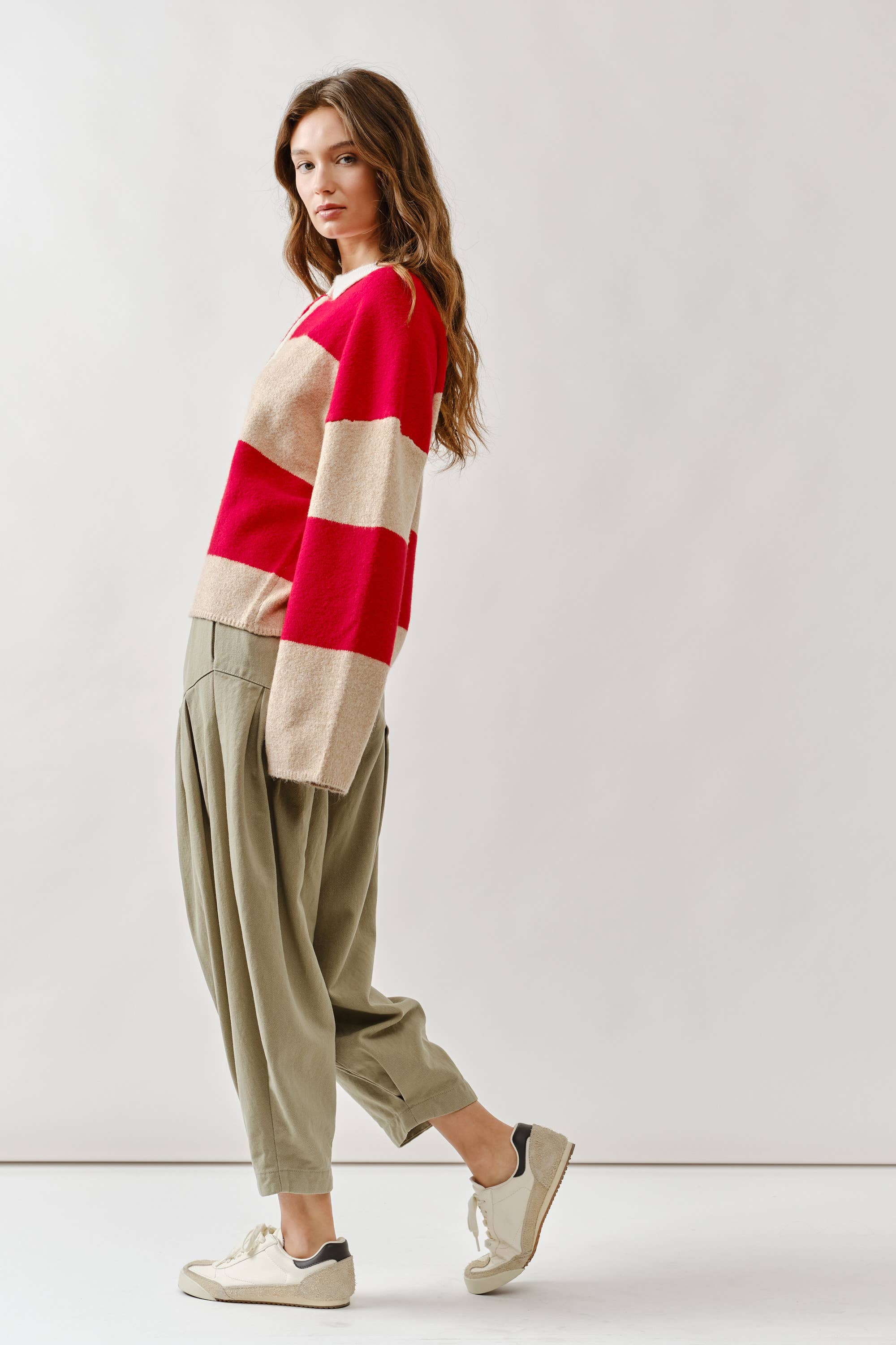 Striped Polo Neck Sweater - ACME FINE GOODS