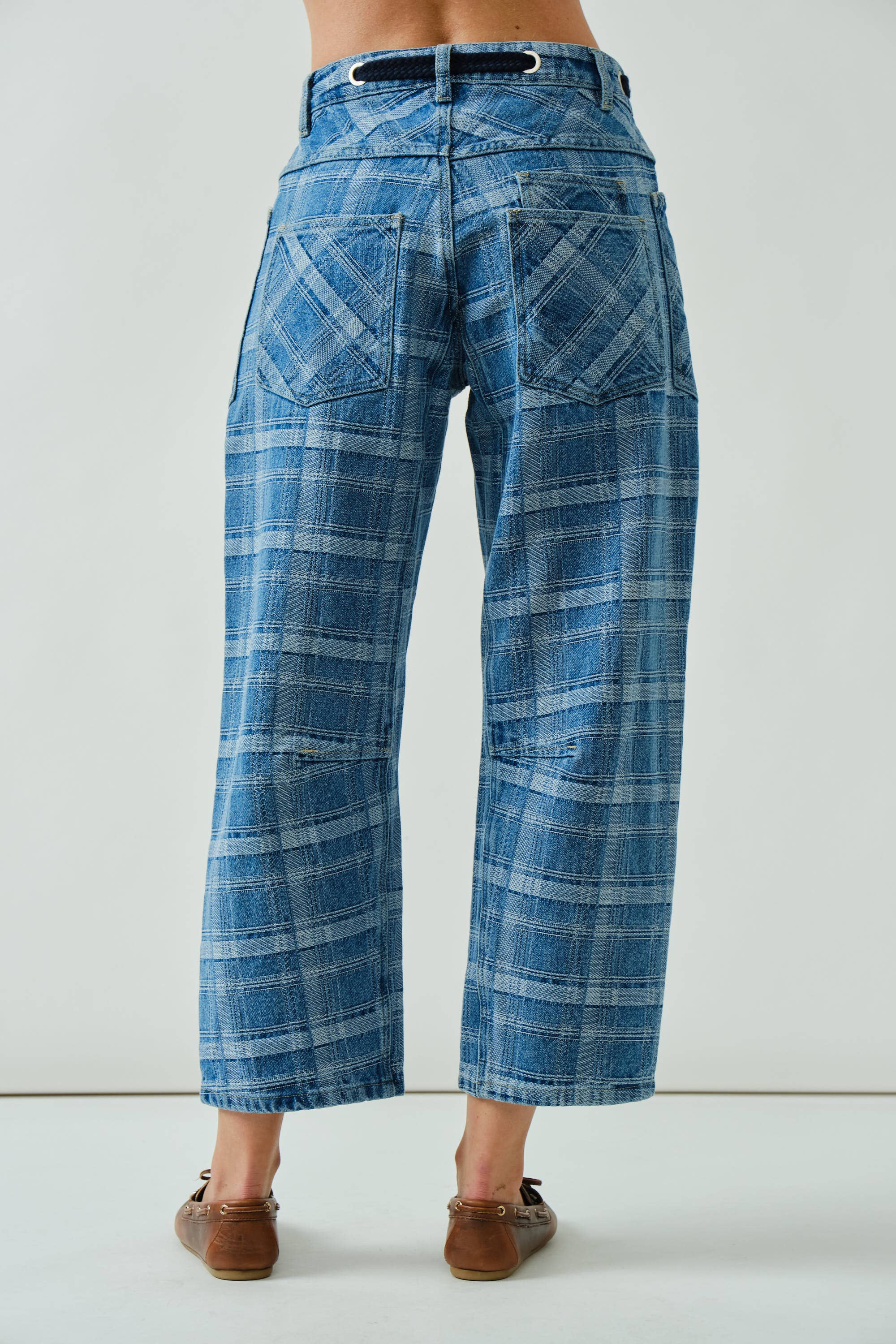 Plaid Barrel Jean