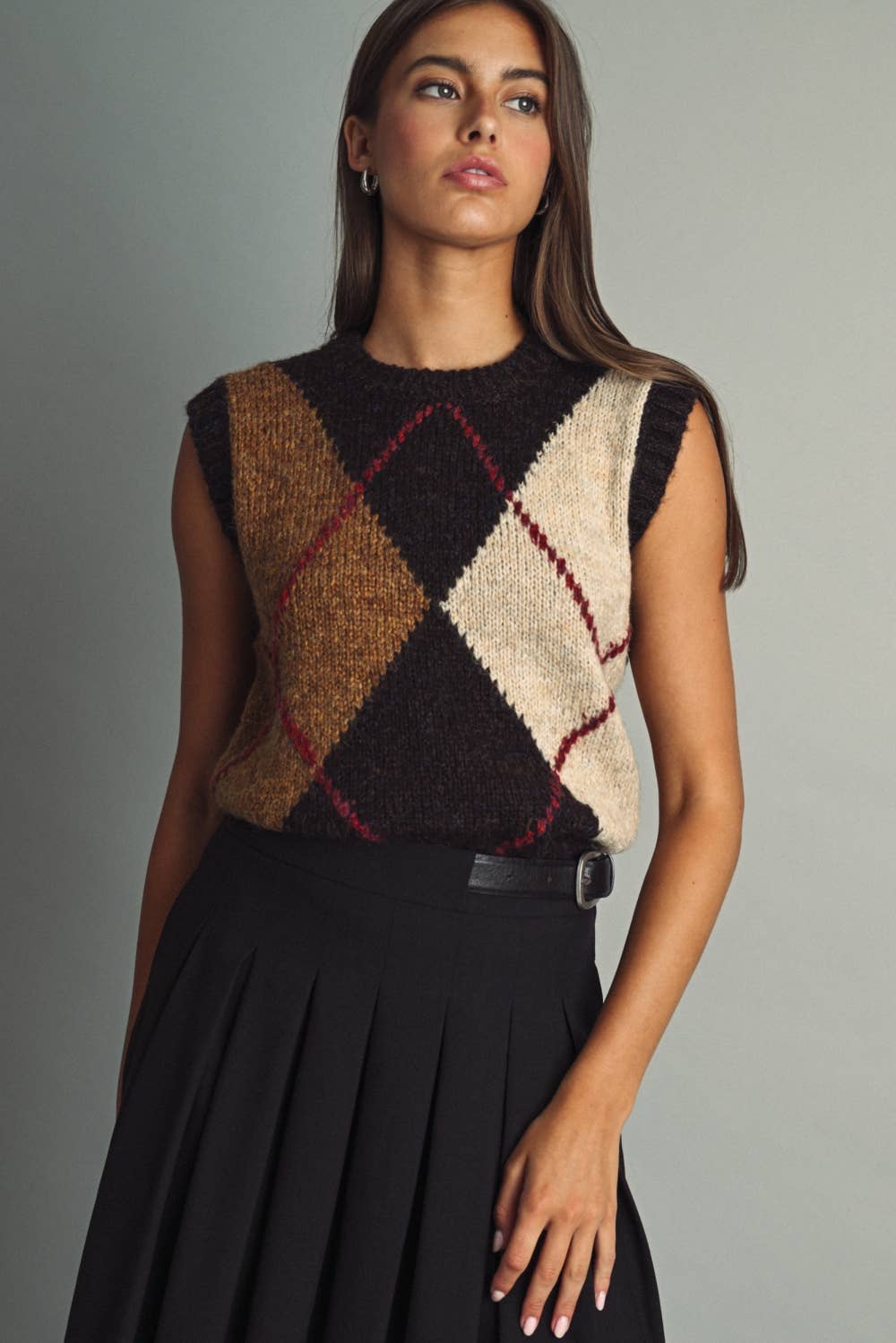 Knit Argyle Vest