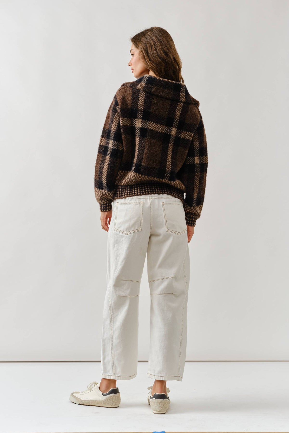 MAJ3293 PLAID BUTTON DOWN CARDIGAN - ACME FINE GOODS
