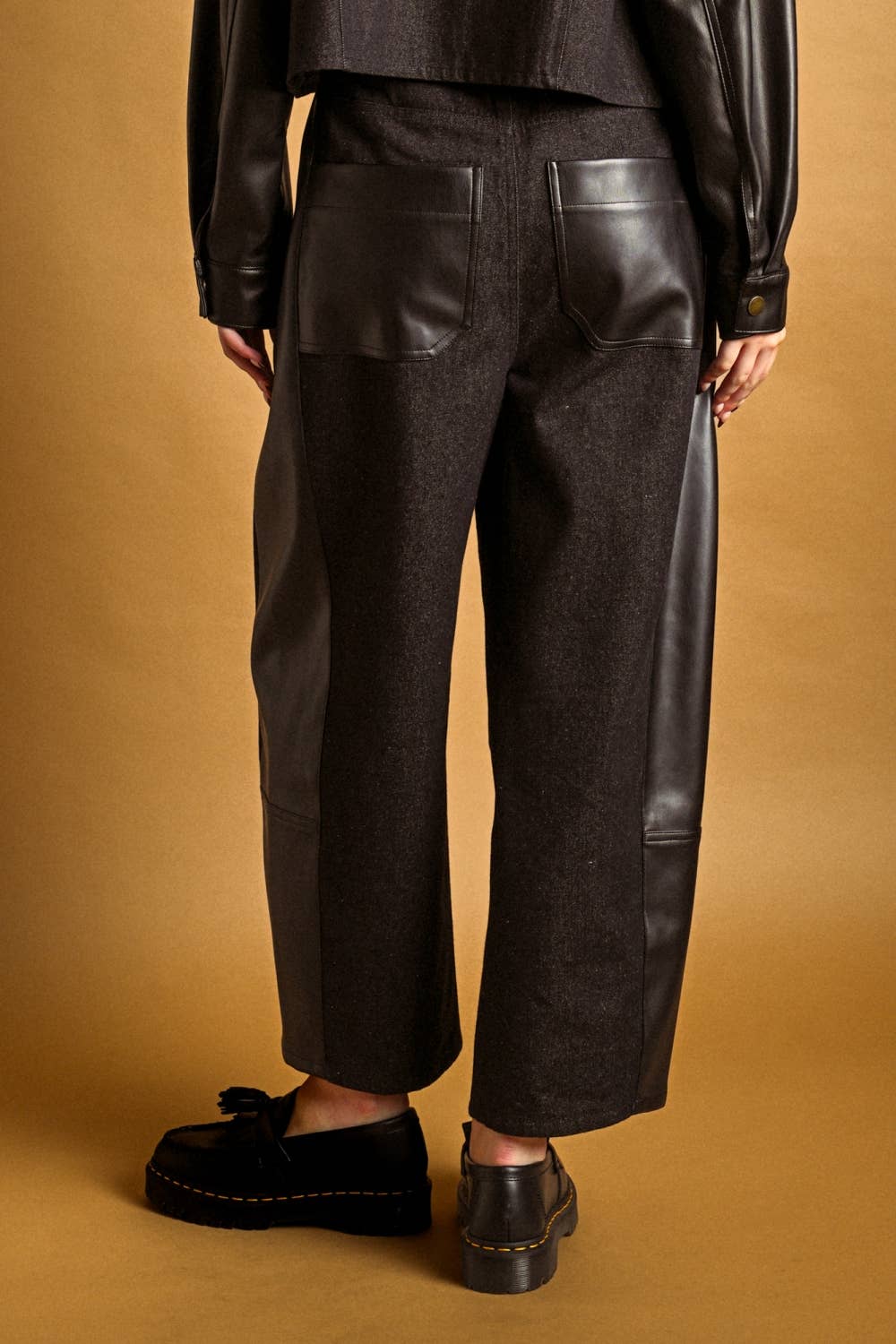 Denim and Vegan Leather Trouser