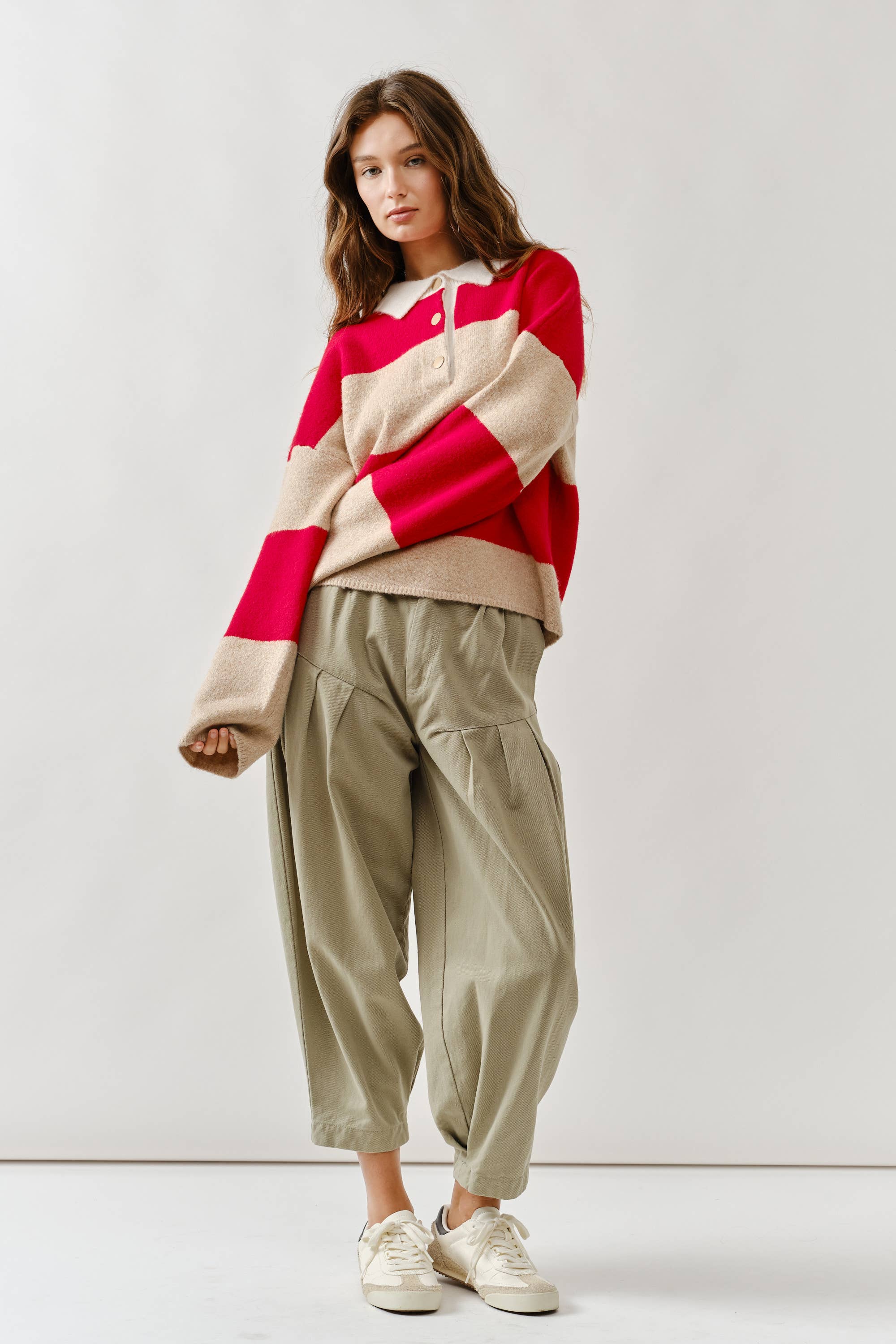 Striped Polo Neck Sweater - ACME FINE GOODS