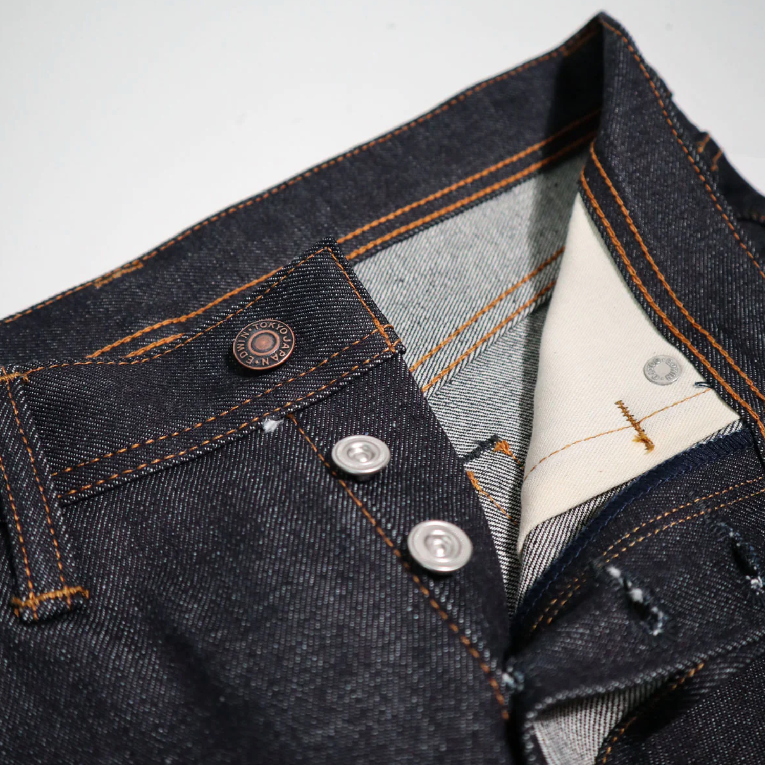 AKT03 Dry Indigo 13.5oz Rainbow Selvedge Denim Regular Straight by Edwin Japan - ACME FINE GOODS