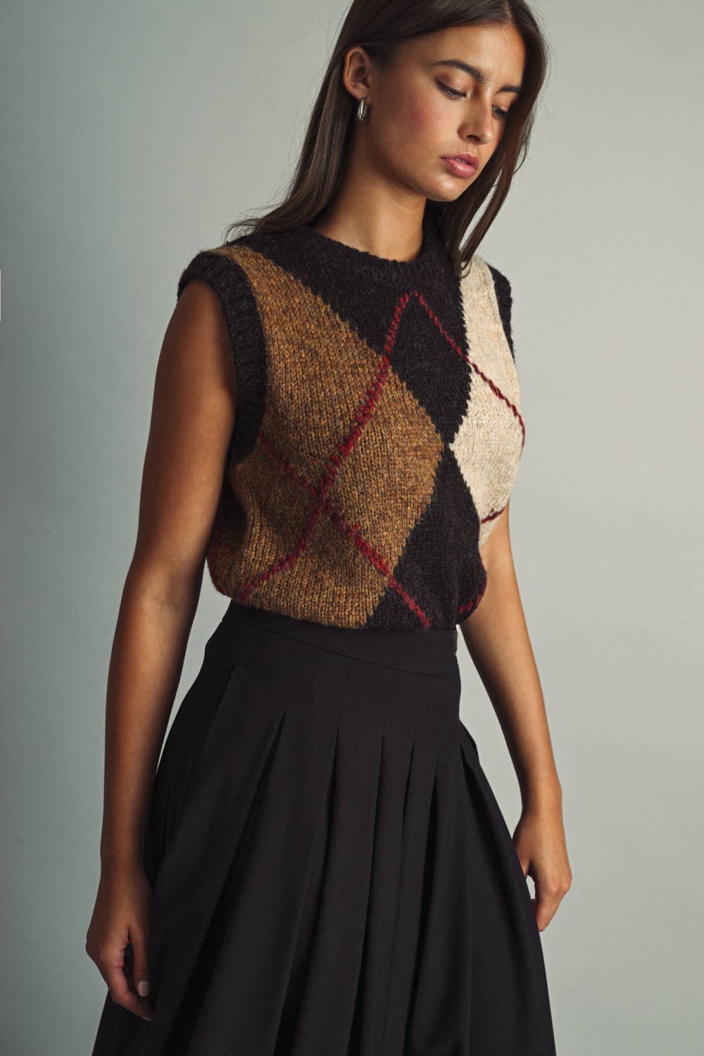 Knit Argyle Vest