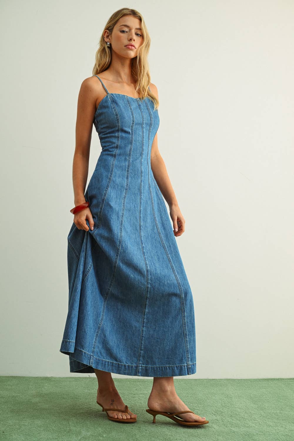 Paneled Denim Dress