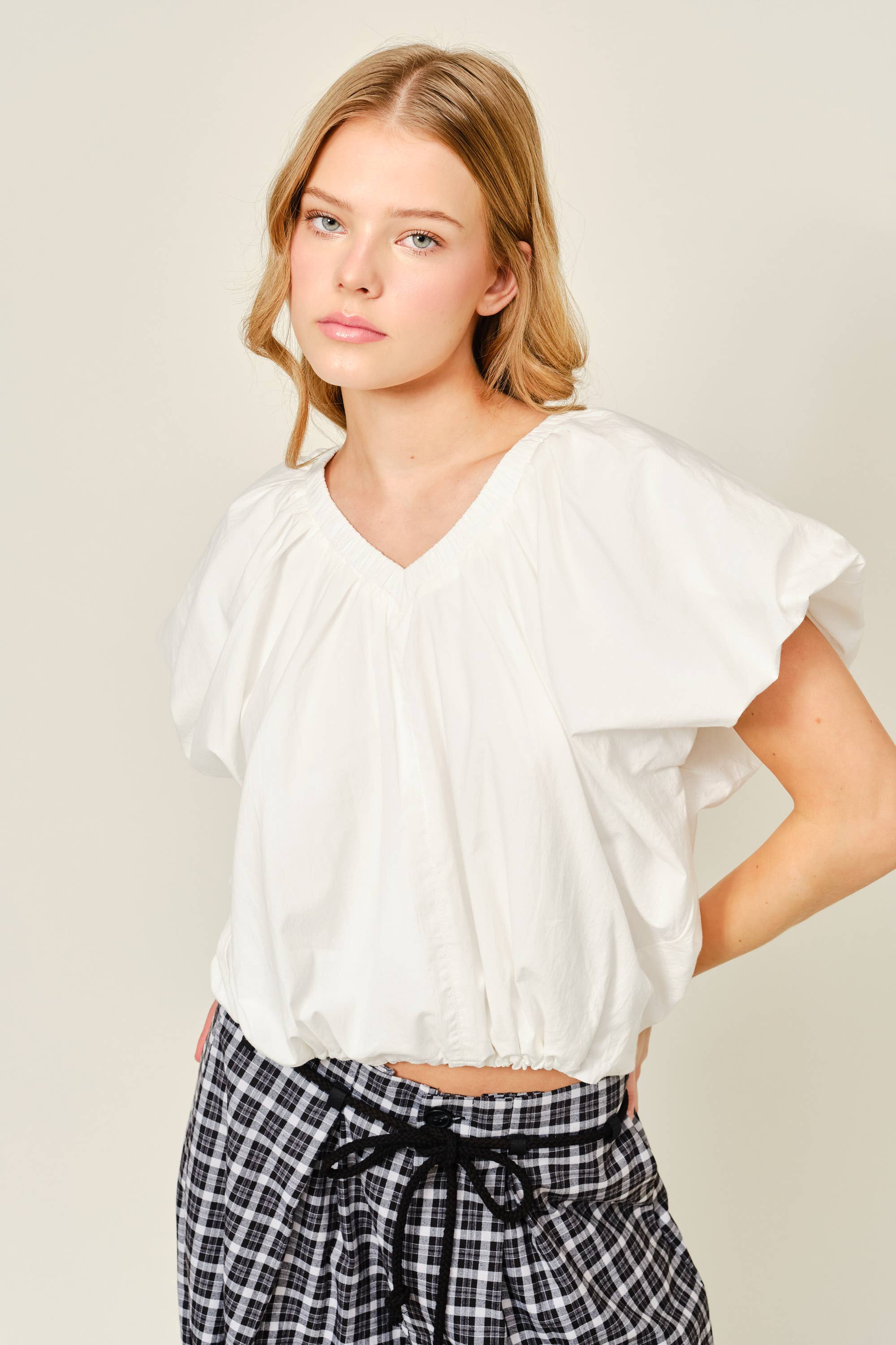 Drawstring Hem Blouse