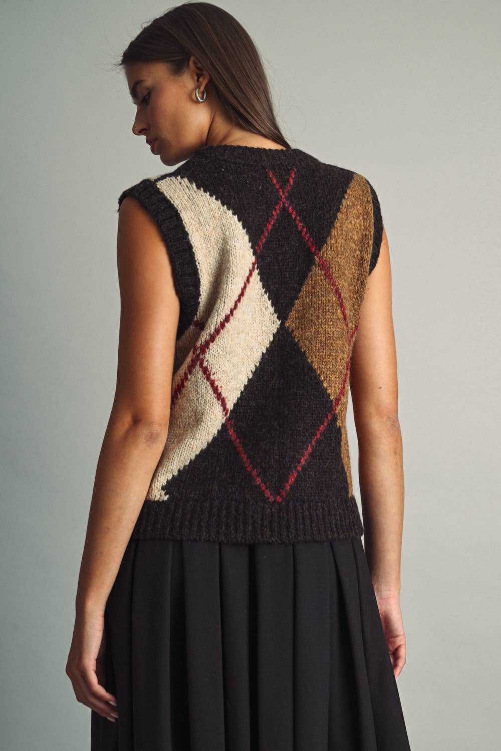 Knit Argyle Vest