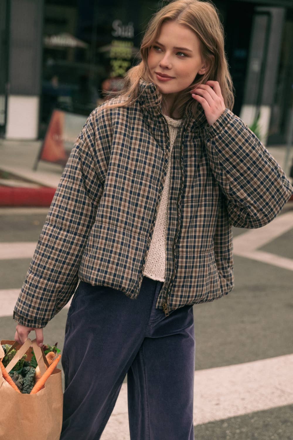 Plaid Puffer Jacket