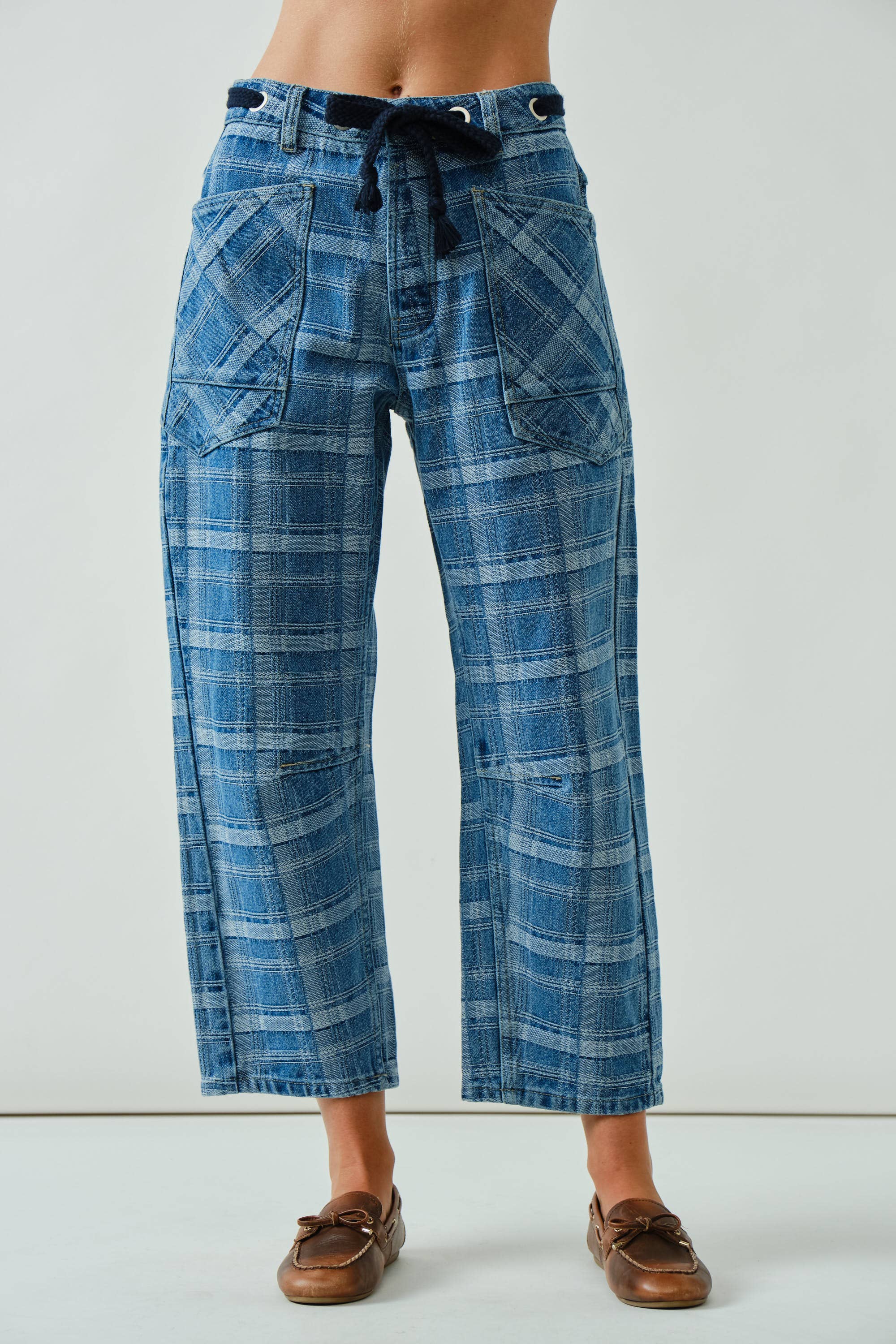 Plaid Barrel Jean