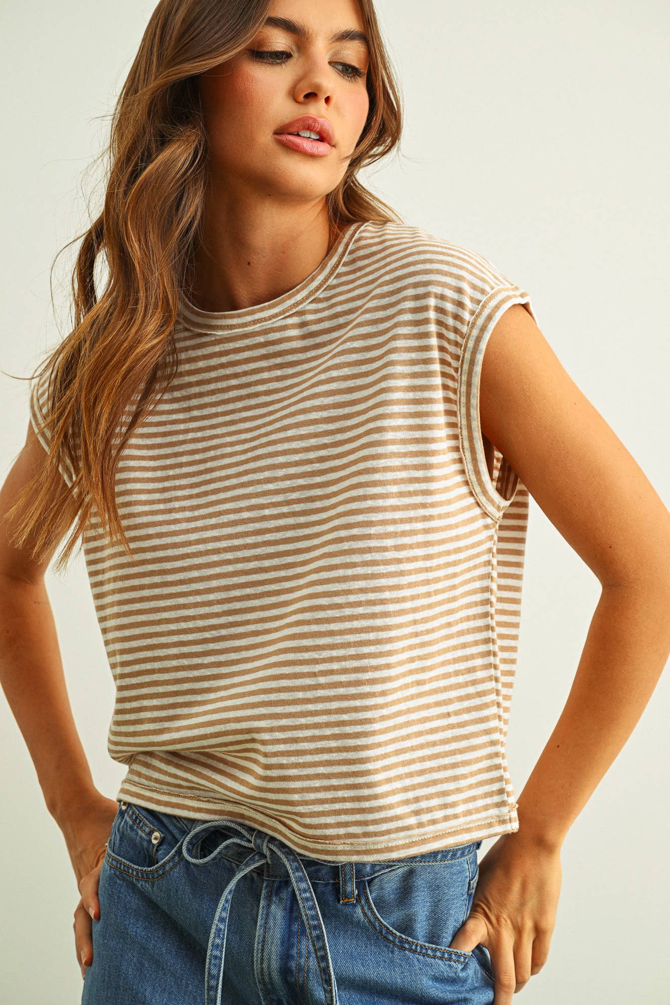 Cap Sleeve Striped Tee
