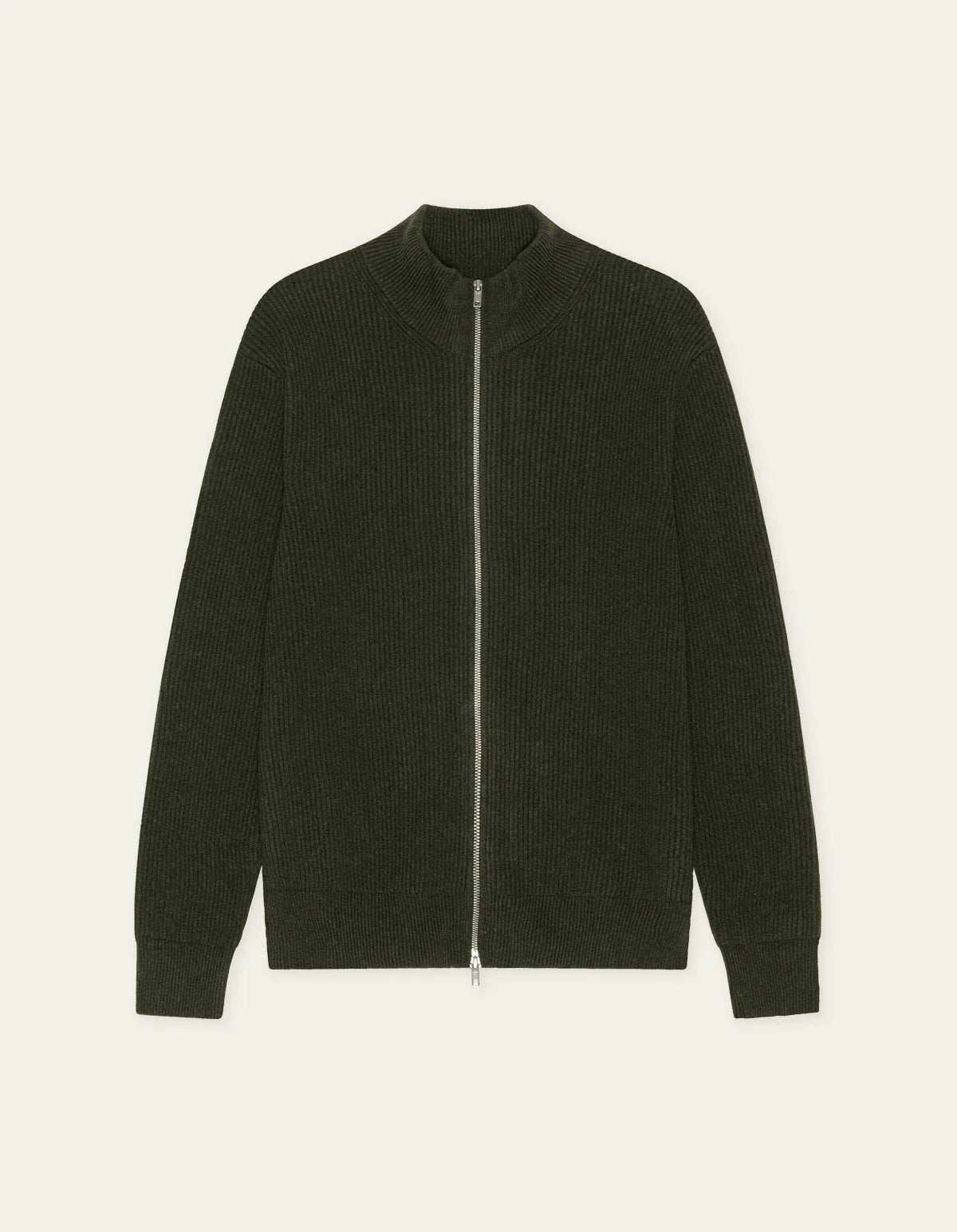 Wool Rib Zipper Knit