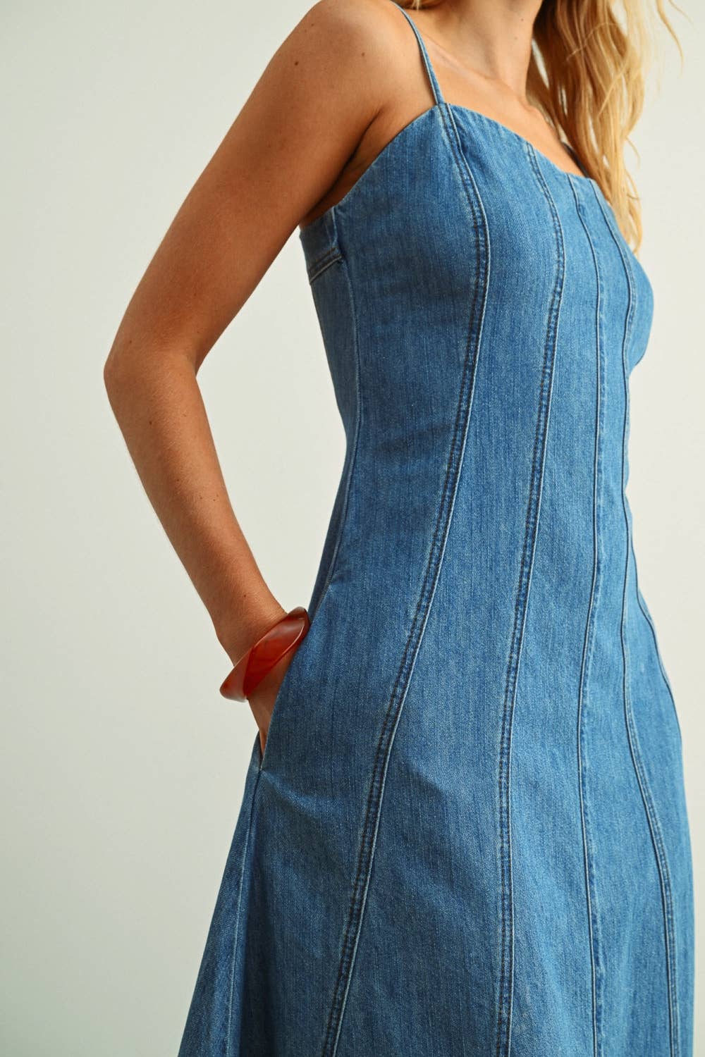 Paneled Denim Dress