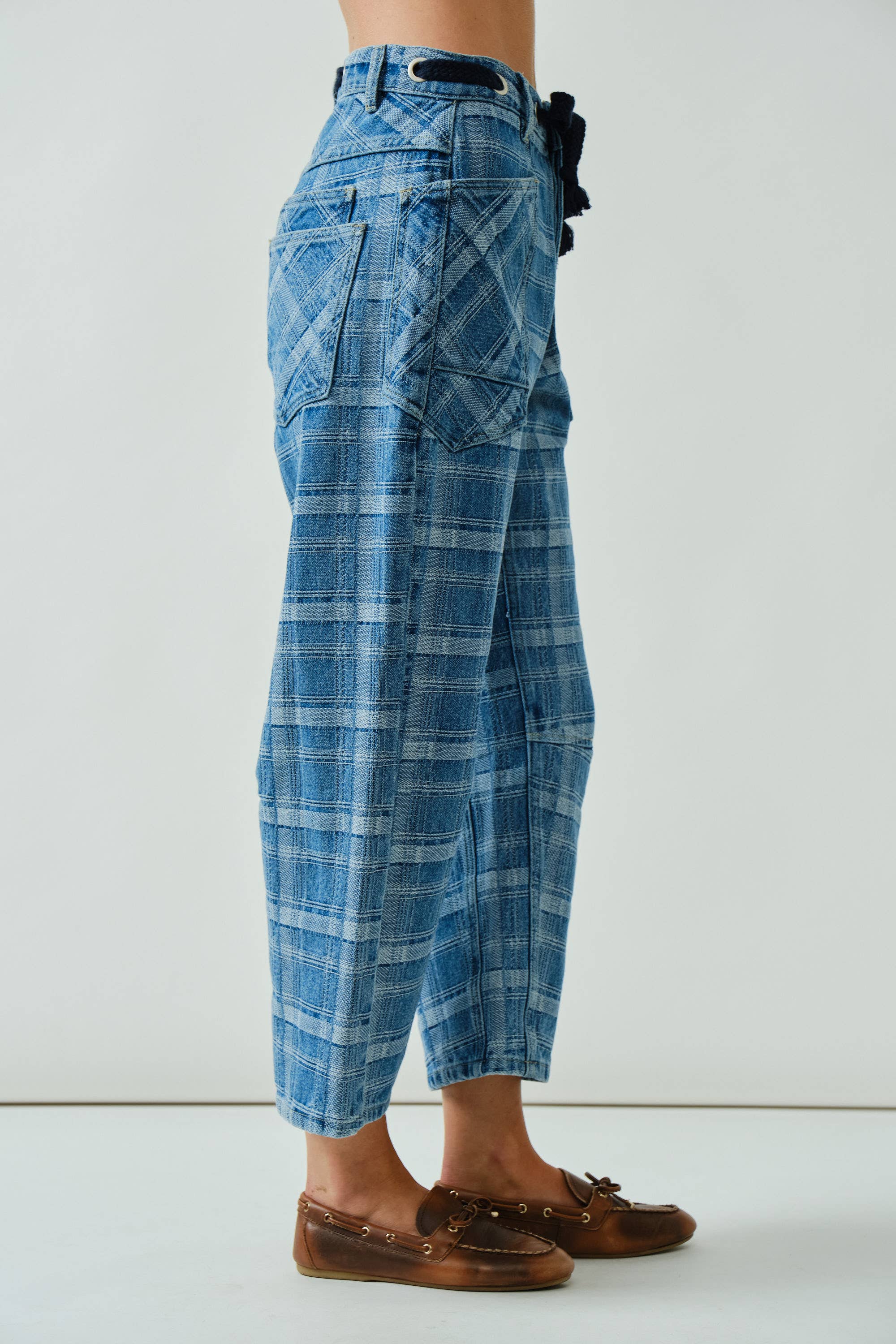 Plaid Barrel Jean
