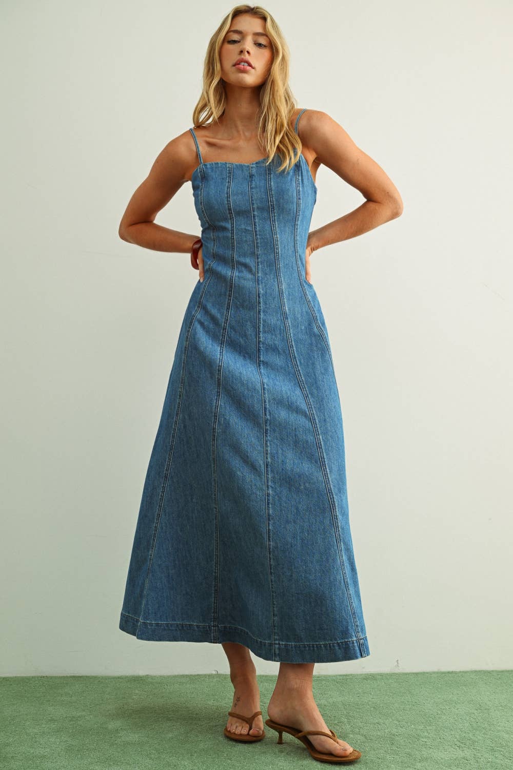 Paneled Denim Dress