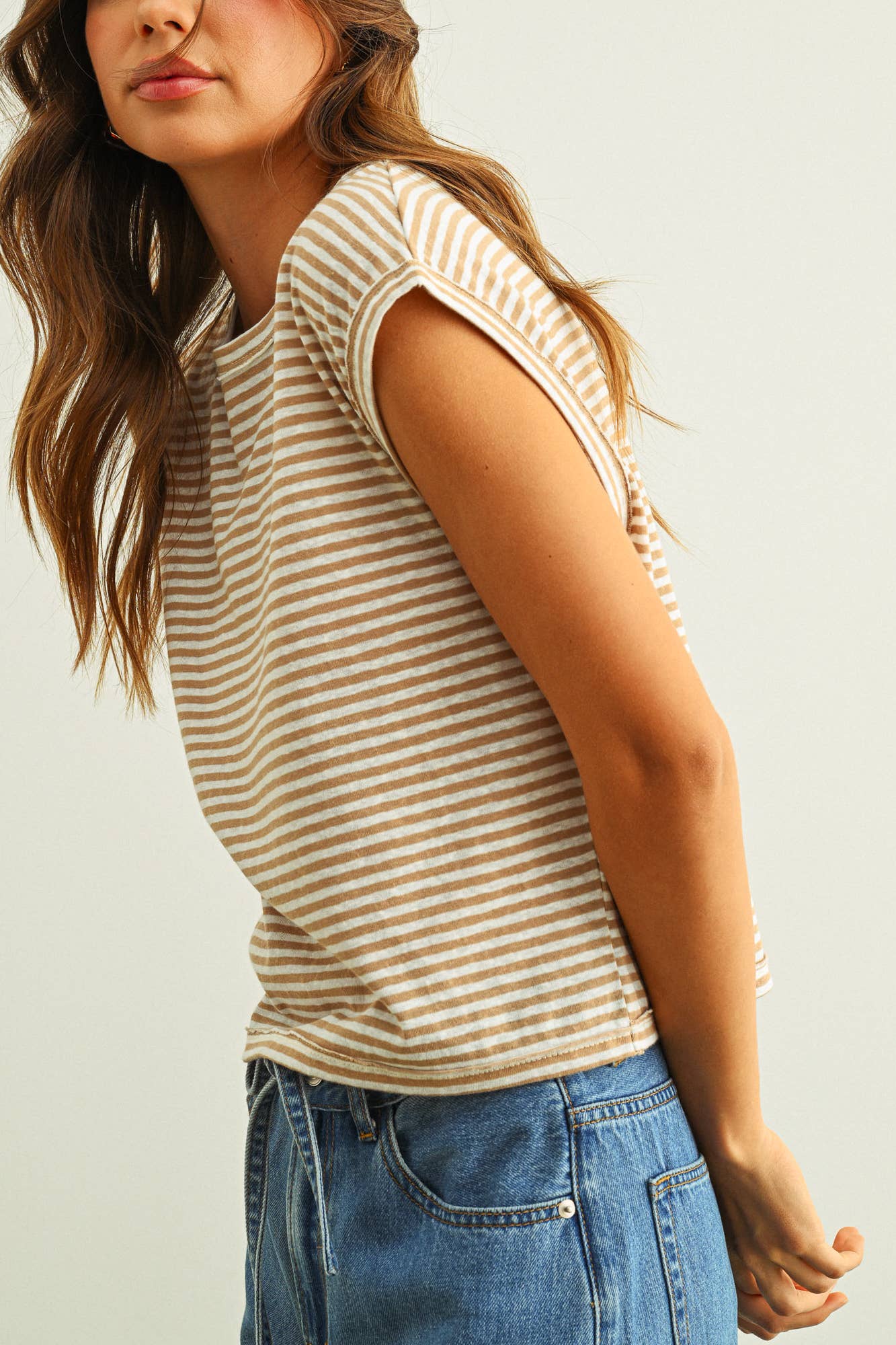 Cap Sleeve Striped Tee