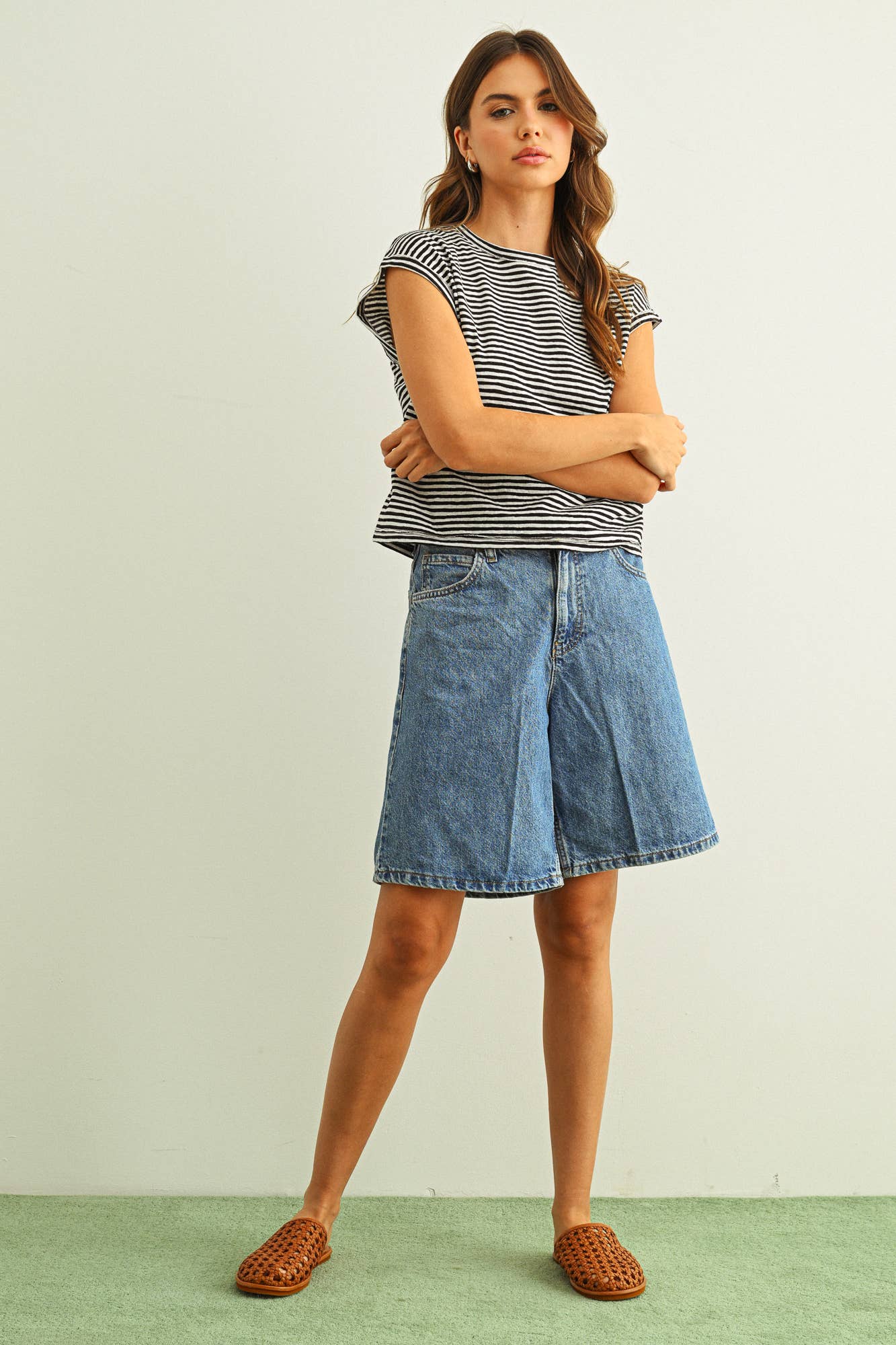Cap Sleeve Striped Tee
