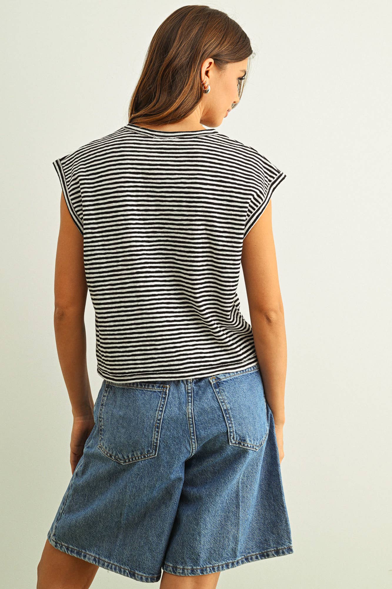Cap Sleeve Striped Tee