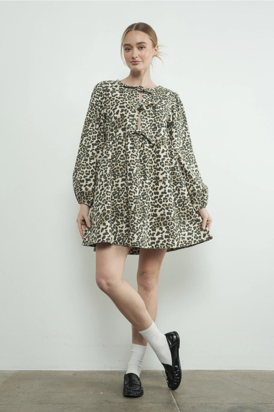 Leopard Print Babydoll Dress - ACME FINE GOODS