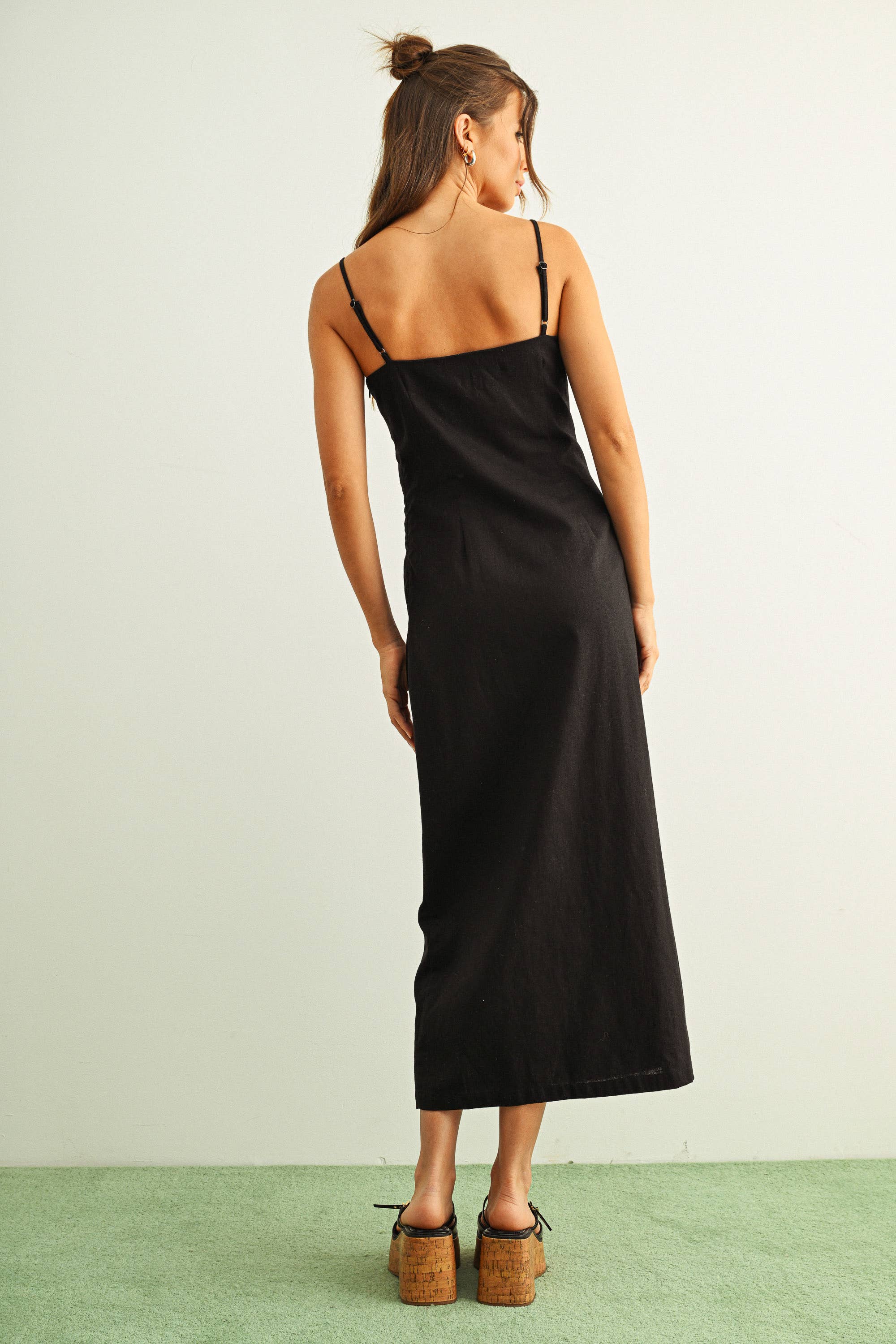 Button Detail Linen Dress