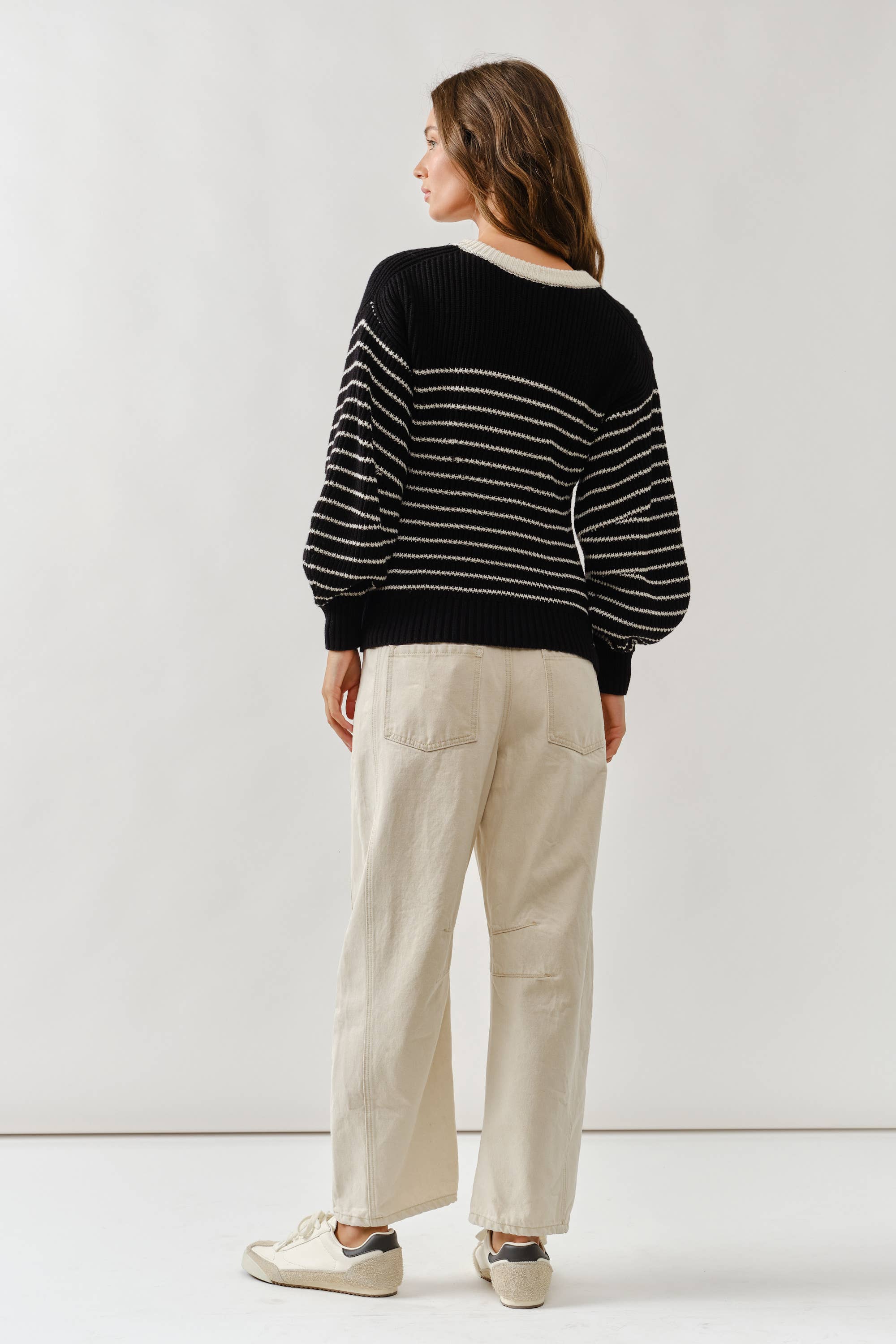 Voluminous Sleeve Stripe Cardigan - ACME FINE GOODS
