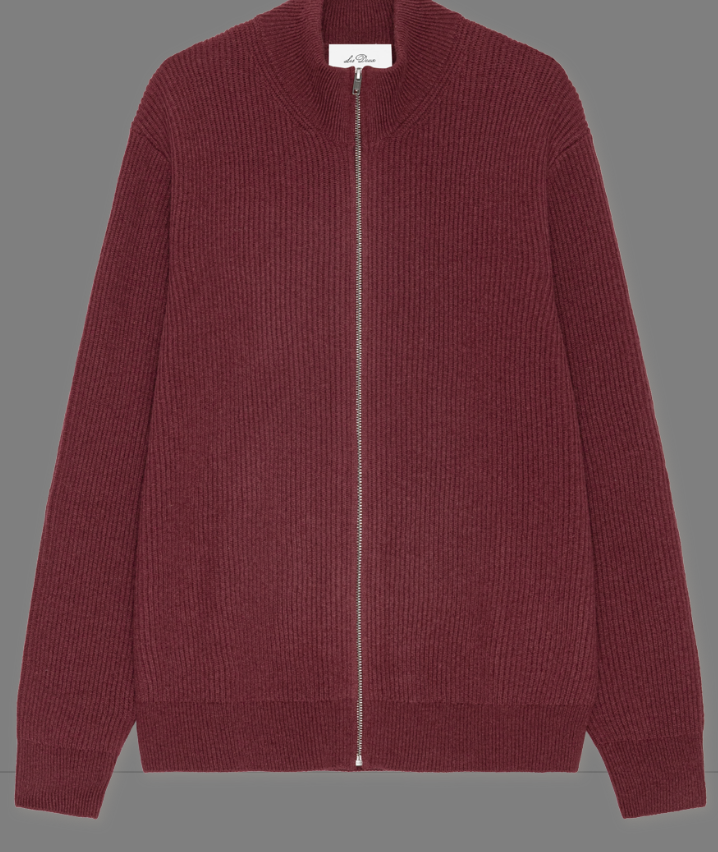 Wool Rib Zipper Knit