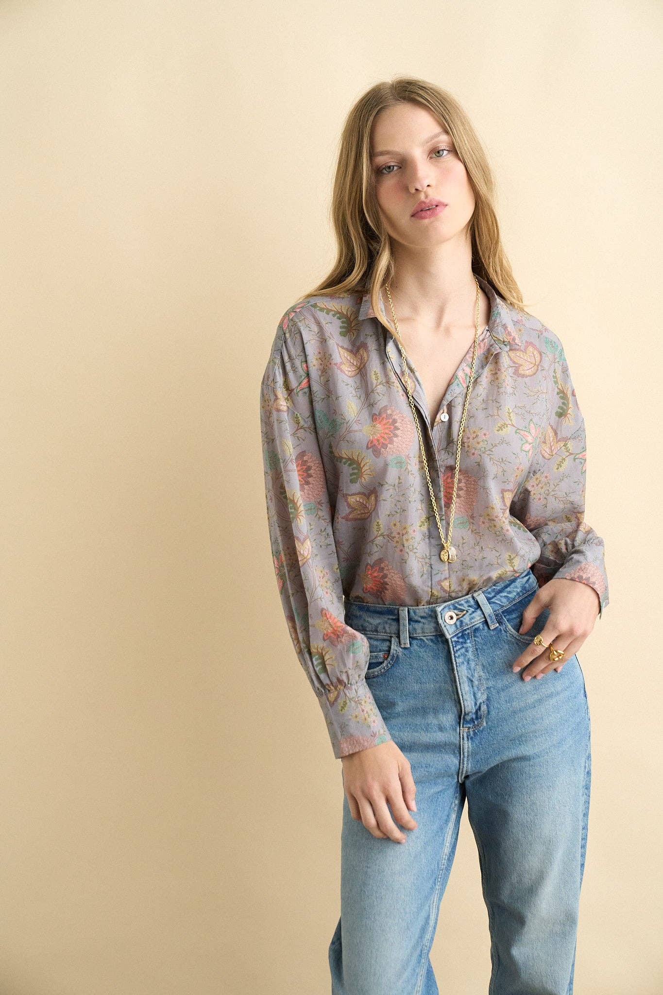 Alexa blouse blue - ACME FINE GOODS