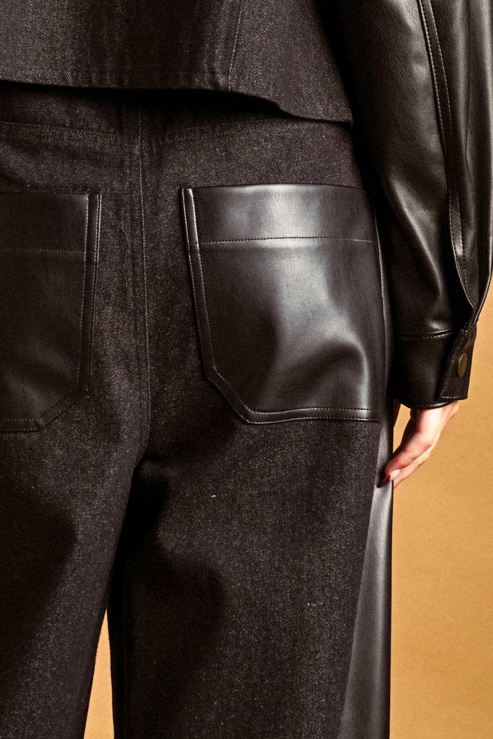 Denim and Vegan Leather Trouser