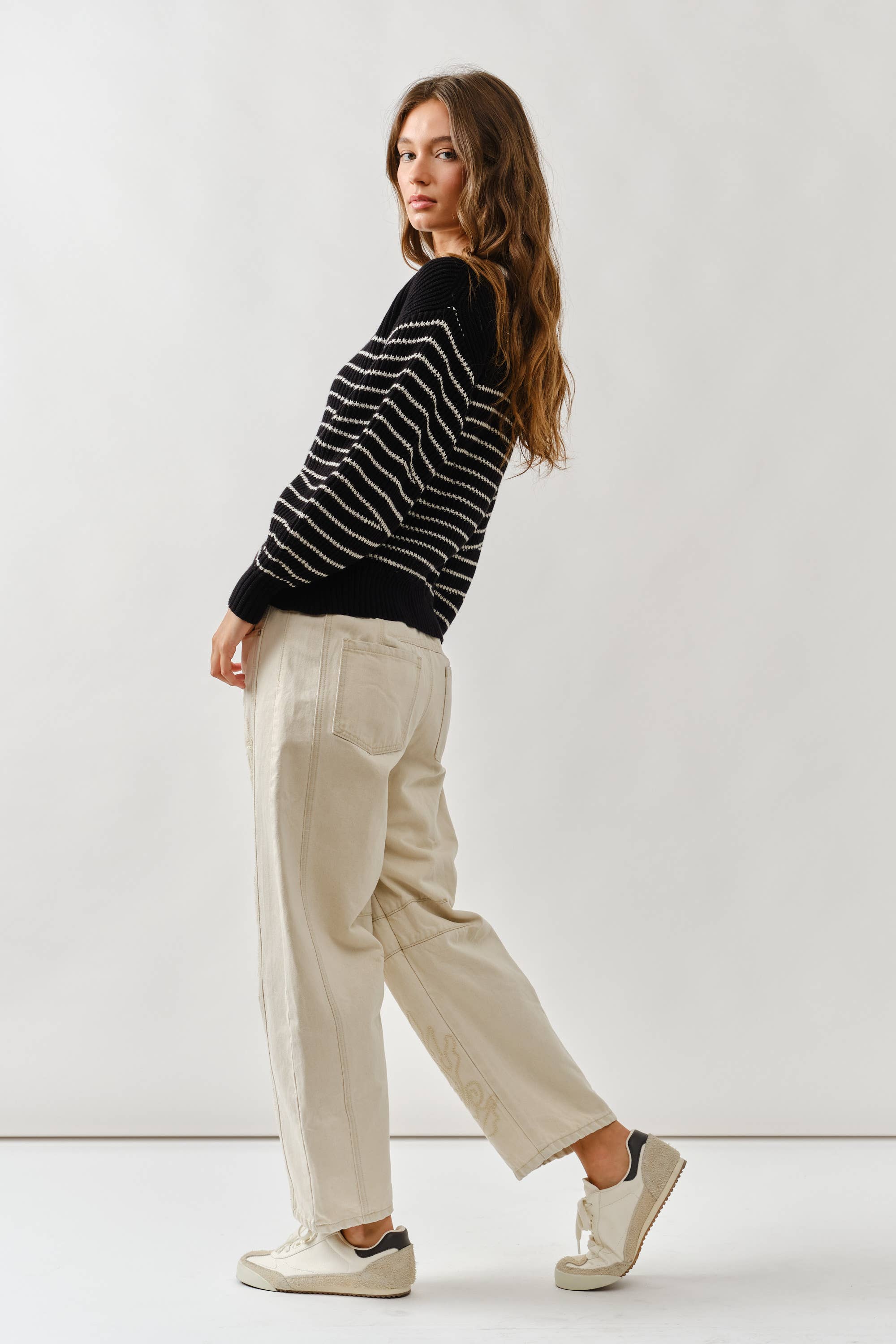 Voluminous Sleeve Stripe Cardigan - ACME FINE GOODS