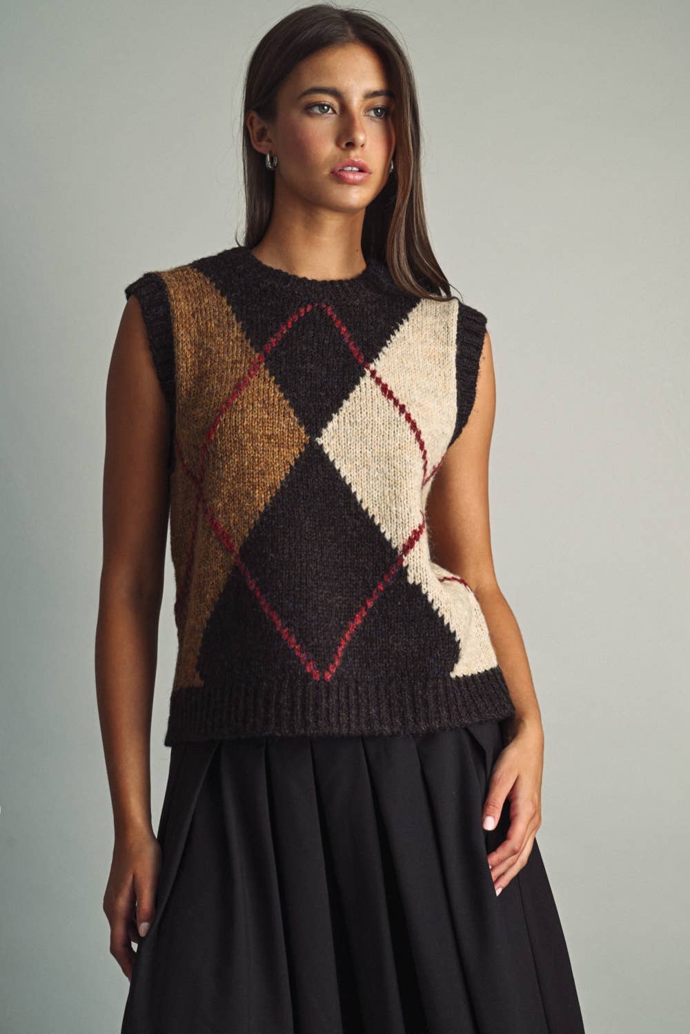 Knit Argyle Vest