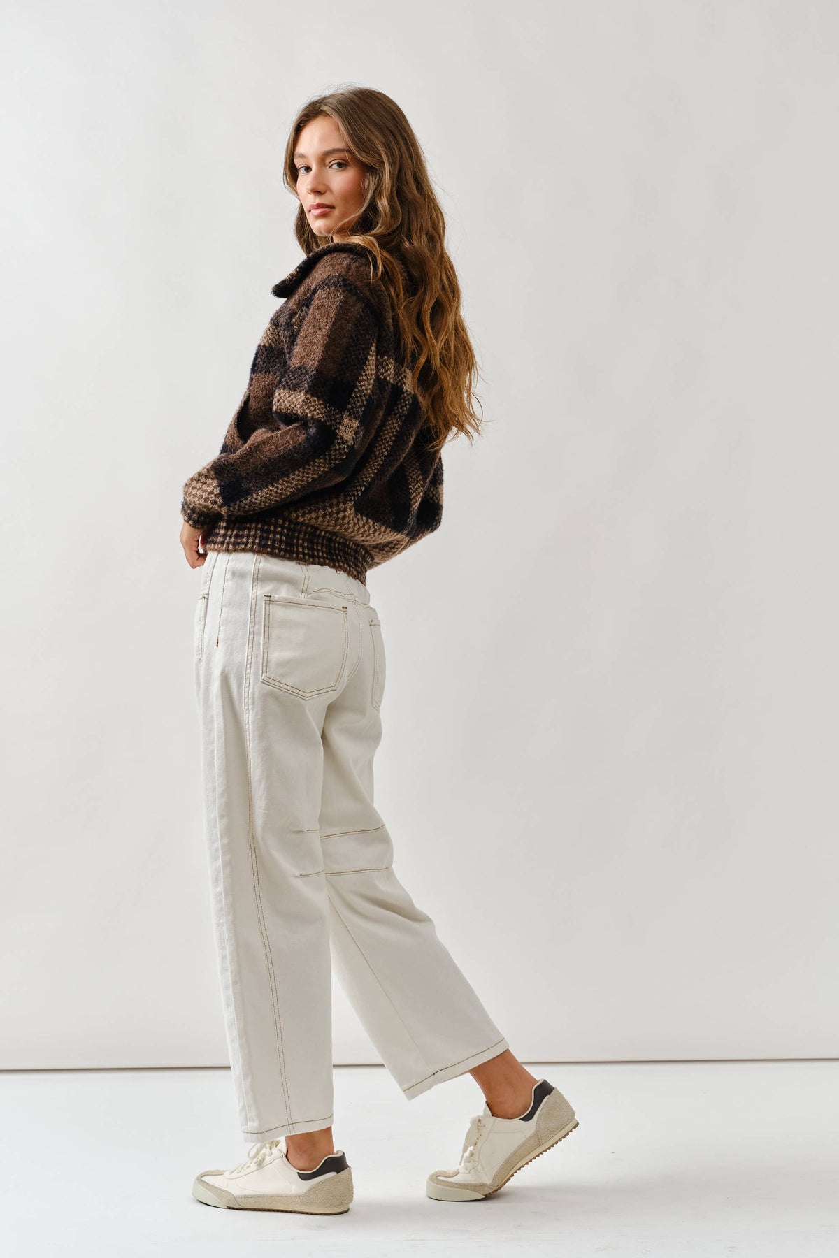 MAJ3293 PLAID BUTTON DOWN CARDIGAN - ACME FINE GOODS