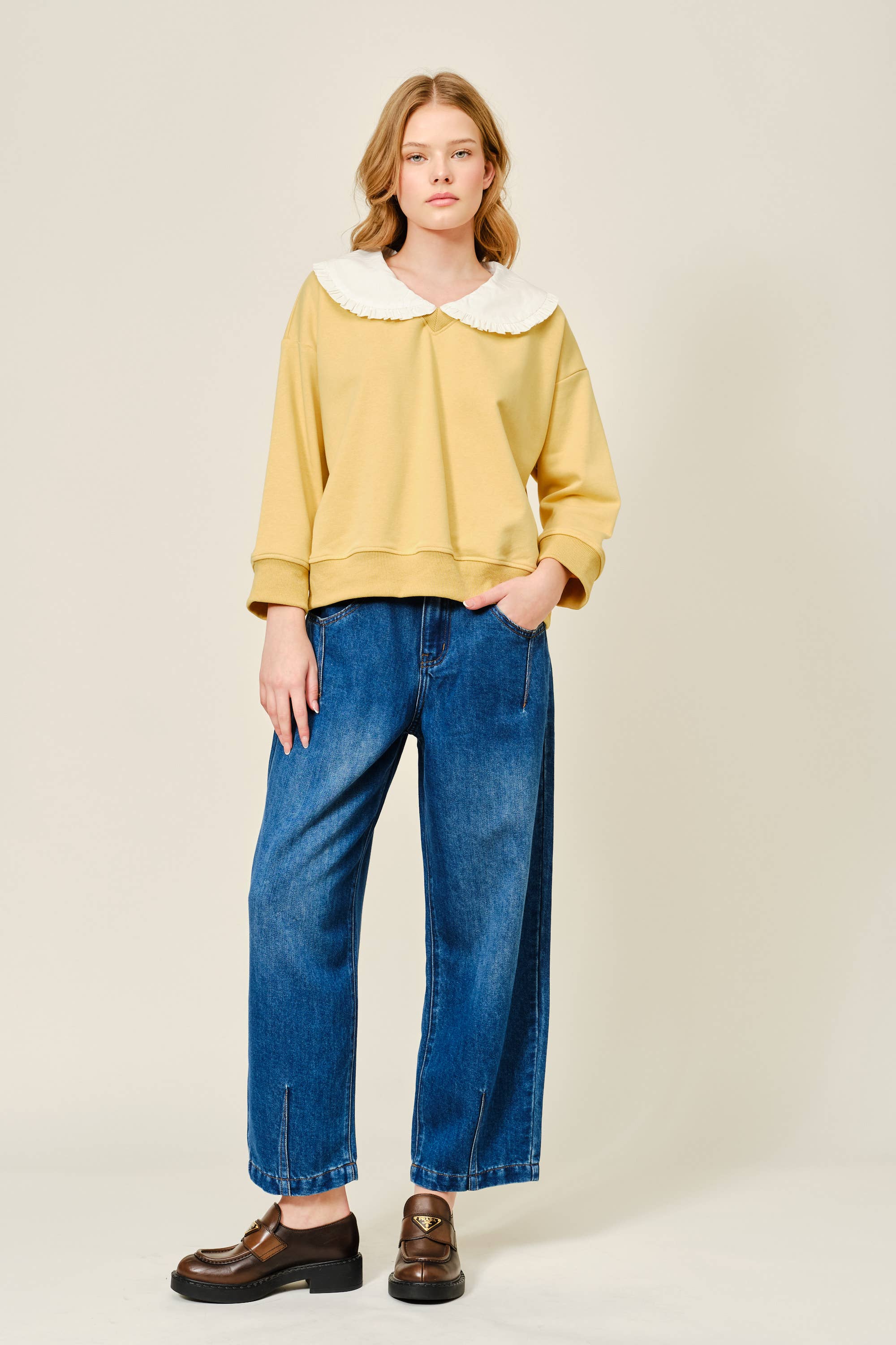 AJP5897 SUPER SOFT COTTON SEMI BARREL PANTS - ACME FINE GOODS