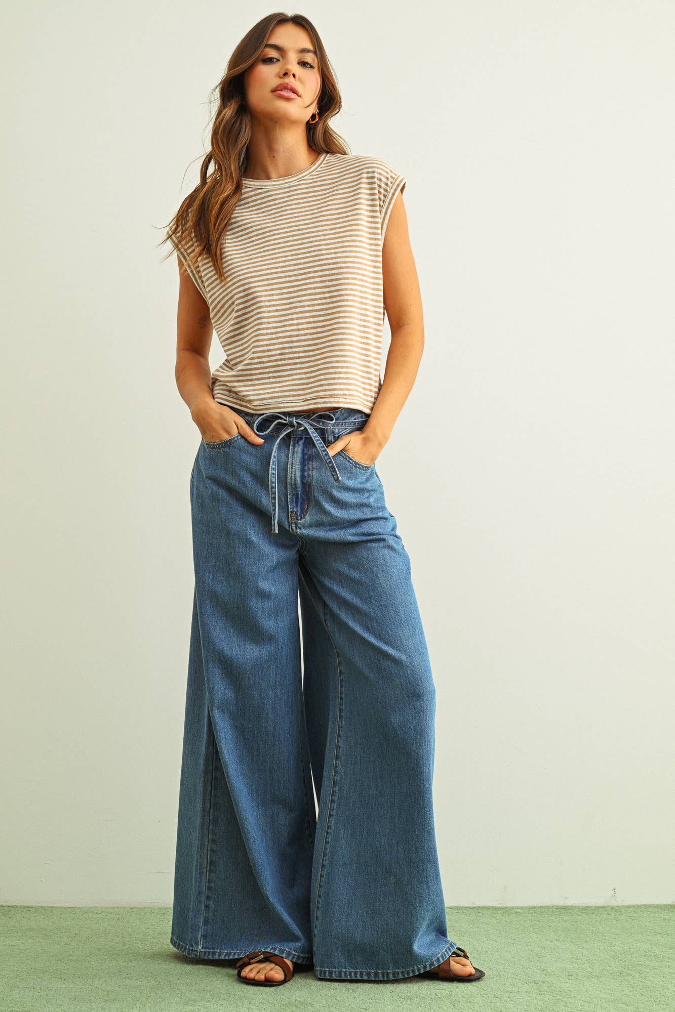 Cap Sleeve Striped Tee