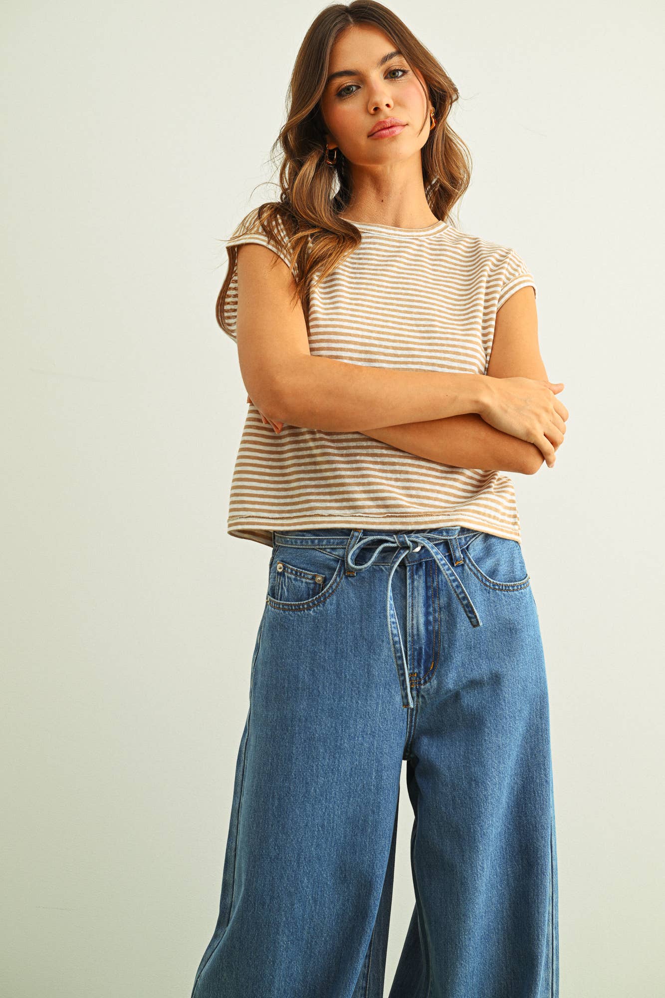 Cap Sleeve Striped Tee