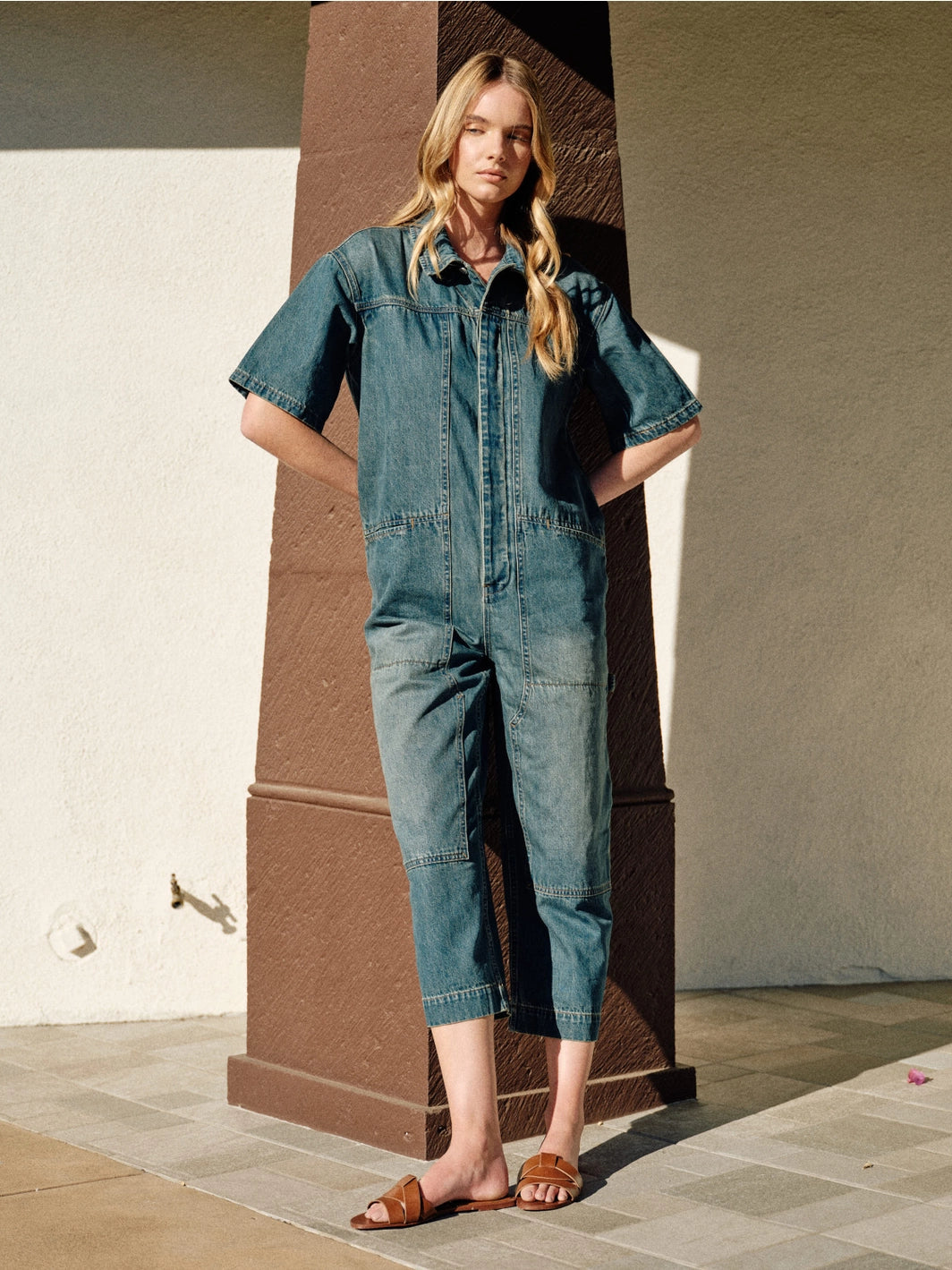 Short Sleeve Denim Jumpsuit - ACME FINE GOODS