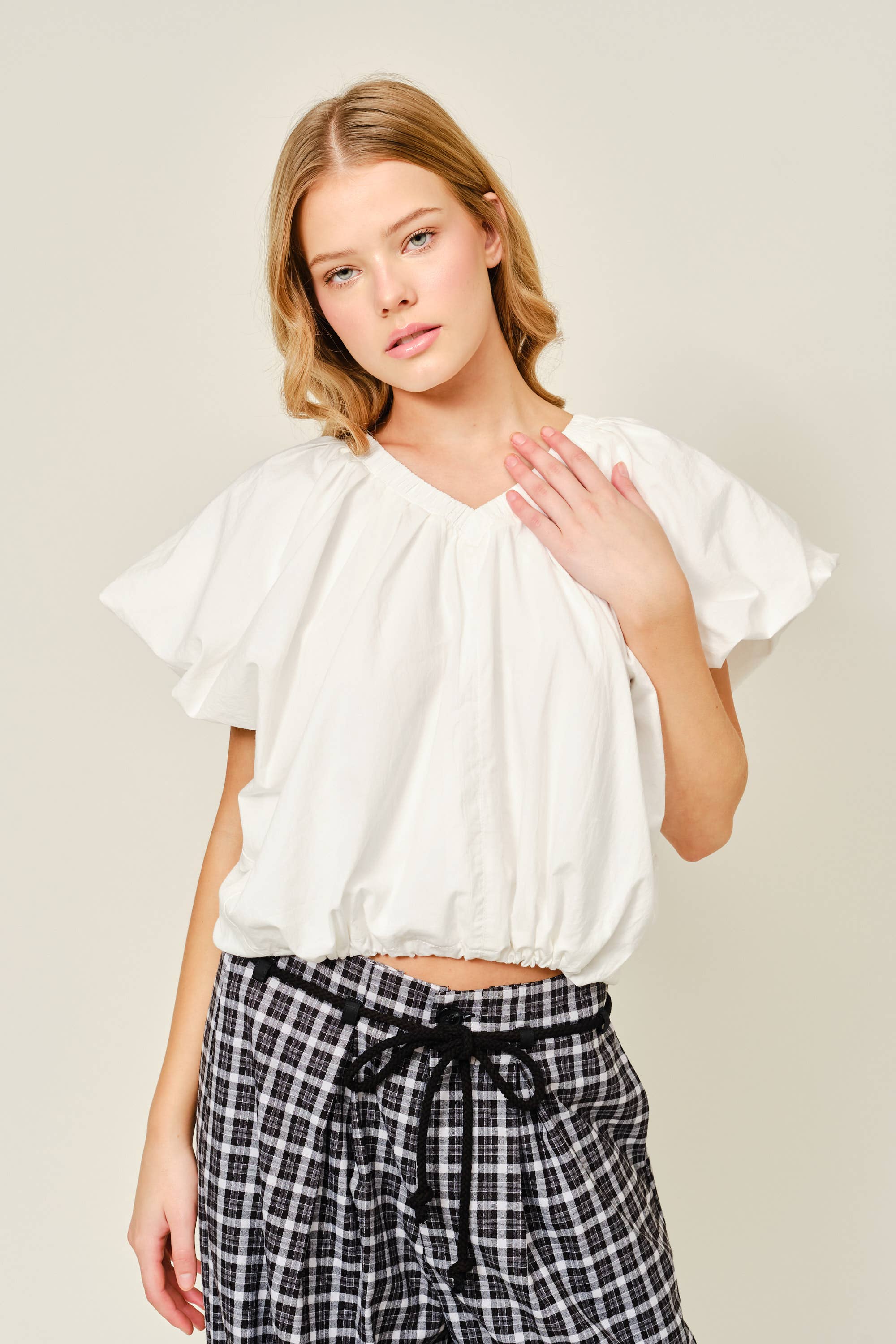 Drawstring Hem Blouse